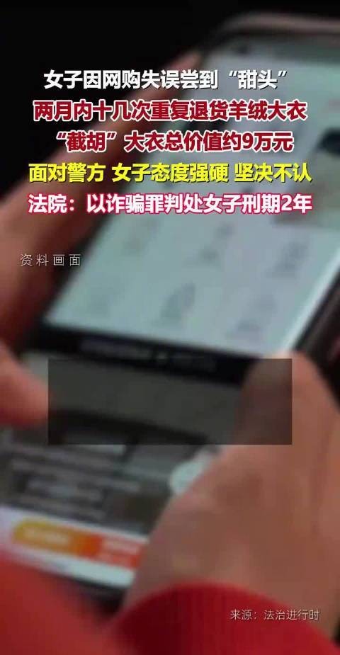 女子少退货物累计骗取商家近9万元 获刑2年