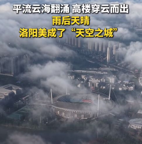 洛阳雨后现平流雾宛若仙境，美成天空之城