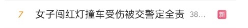 女子騎電動(dòng)車闖紅燈撞車承擔(dān)全責(zé)