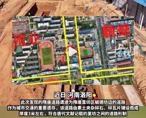 洛阳一工地挖出1400年前隋唐大道