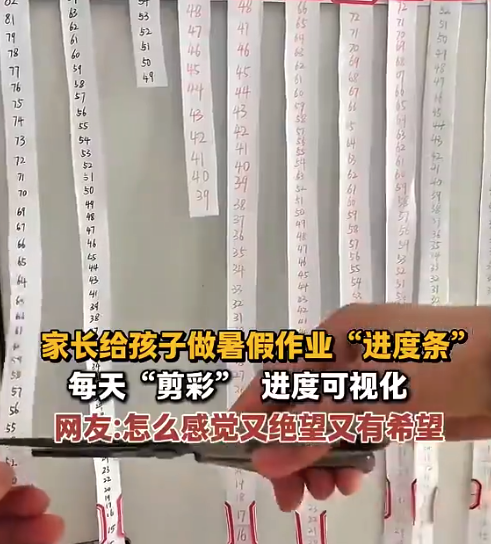 妈妈把孩子暑假作业进度可视化 网友：怎么感觉又绝望又有希望