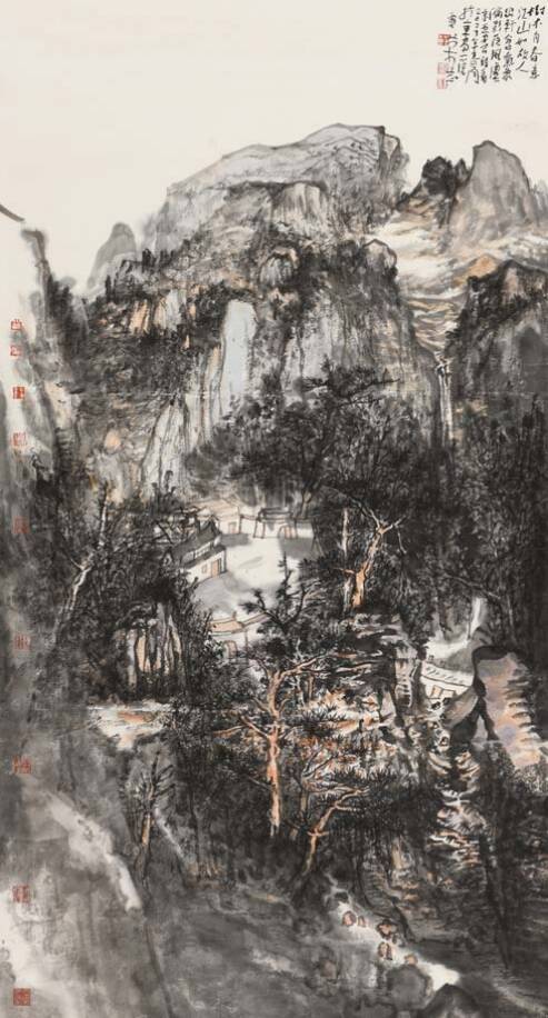 作品名称/《山水》作者/贾荣志类别/中国画尺寸/97*180cm作品名称