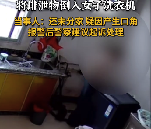 弟媳上厕所后把排泄物倒进洗衣机：因口角心存不满