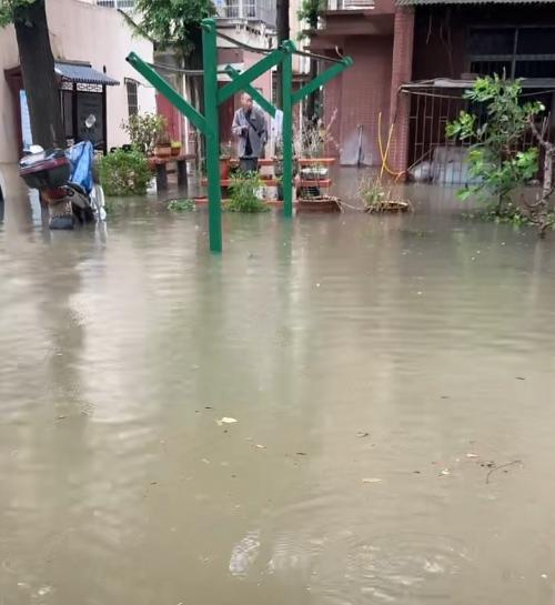 湖北荆州暴雨 水淹到胸口 城区启动内涝应急响应