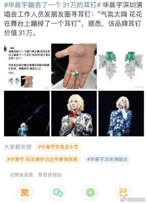 华晨宇丢的31万耳钉找到了