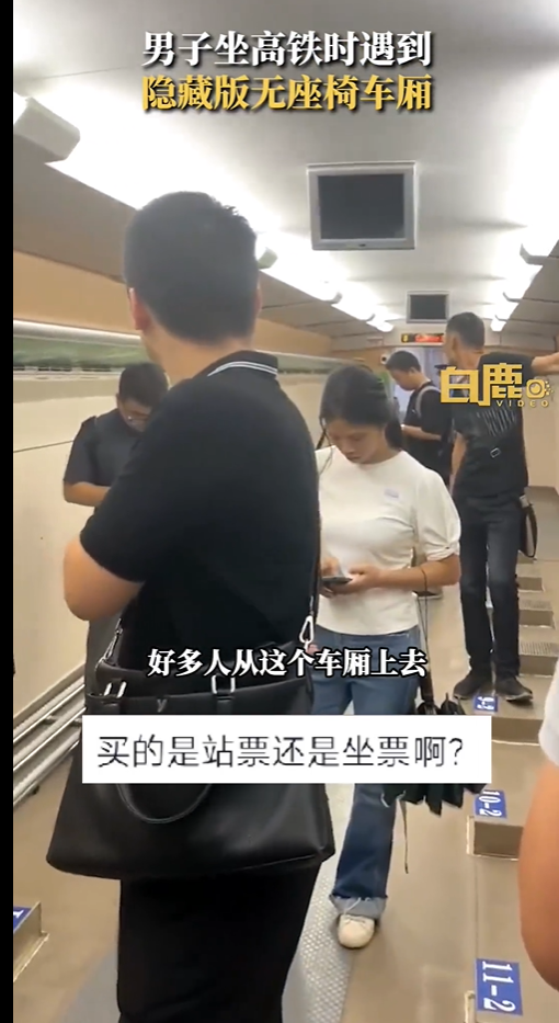 男子坐高铁遇隐藏版无座椅车厢
