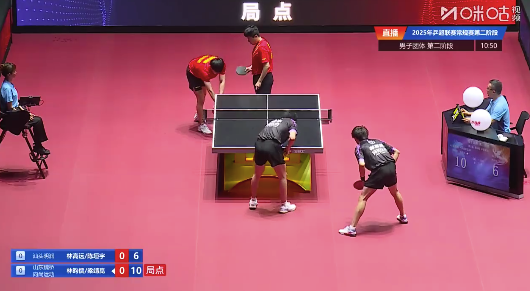 梁靖崑林昀儒3比0林高远陈垣宇 2025赛季乒超联赛常规赛第二阶段