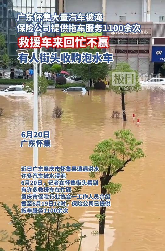 广东怀集洪水致大量汽车被浸泡 泡水车收购现象频现