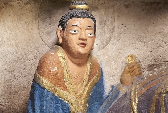 古蜀道唐代老君骑马像被涂颜料