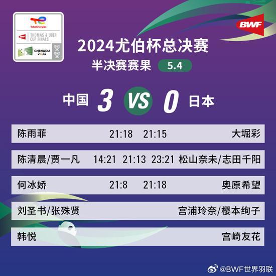 3比0战胜日本队，中国女队晋级尤伯杯决赛 横扫劲敌挺进决赛