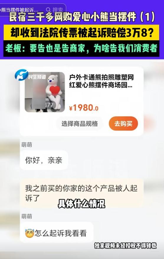 民宿3000買(mǎi)的小熊被起訴要求賠3萬(wàn)8 擺件侵權(quán)引發(fā)爭(zhēng)議