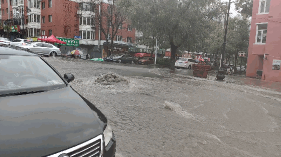 黑龙江发布暴雨红色预警 部分城区路段出现积水