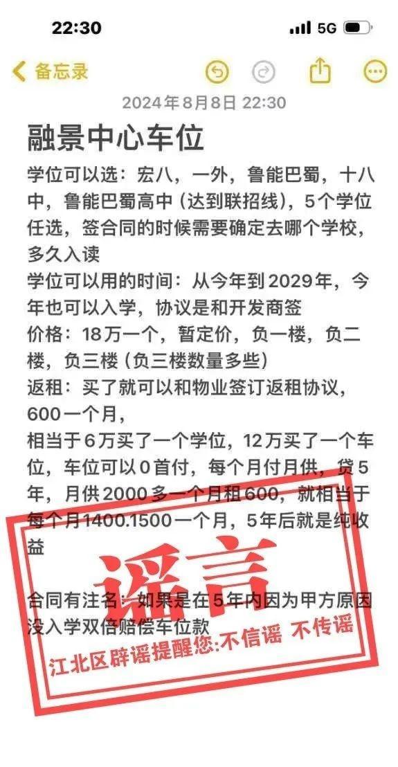 重庆某小区买车位可入读名校？