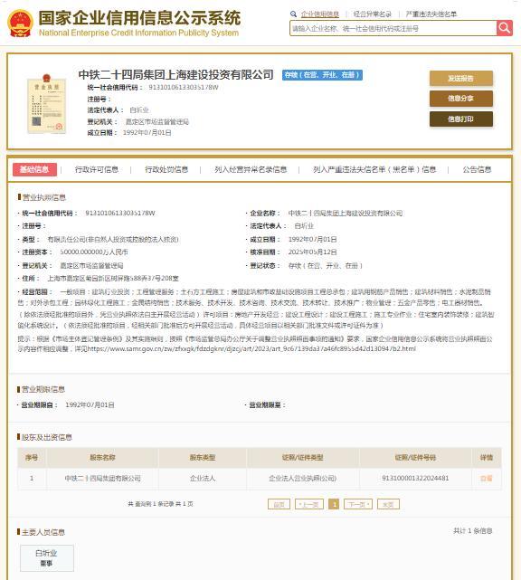 因使用不合格建材等违规行为，中铁二十四局上海建投公司被罚