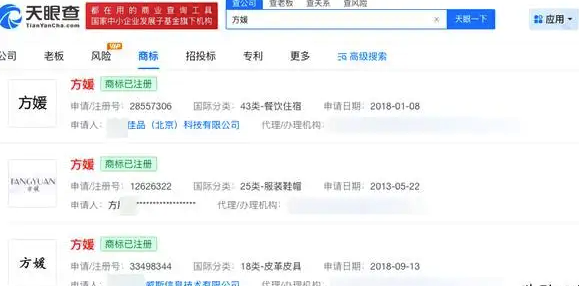 方媛相關(guān)商標(biāo)被多方搶先注冊(cè)