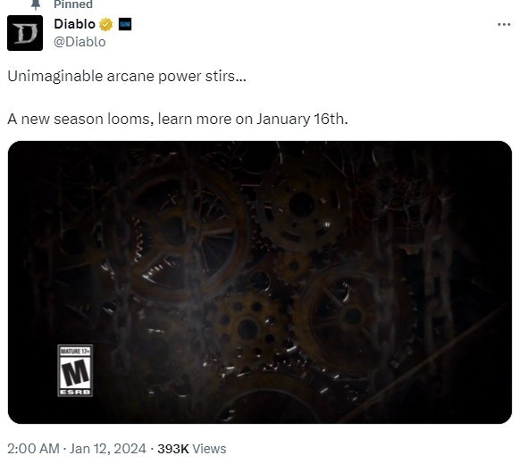 《暗黑破坏神4》第三赛季情报将于1月19日公布