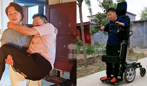 截瘫男子心疼妻子做出可站立轮椅 还能载着残友下地打药施肥
