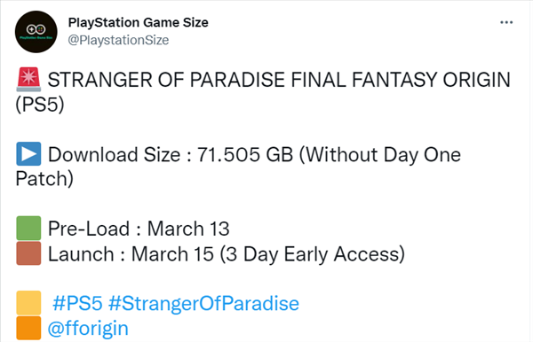 曝PS5版《FF：起源》3.13开启预载 所需空间71.5GB