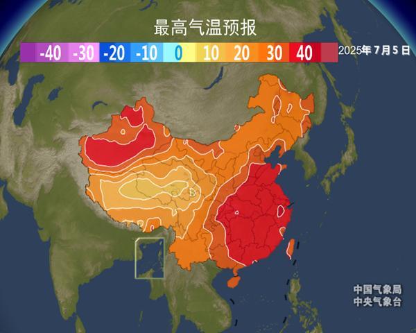 全國(guó)氣溫預(yù)報(bào)圖熱到一片紅 中東部多地全天悶熱