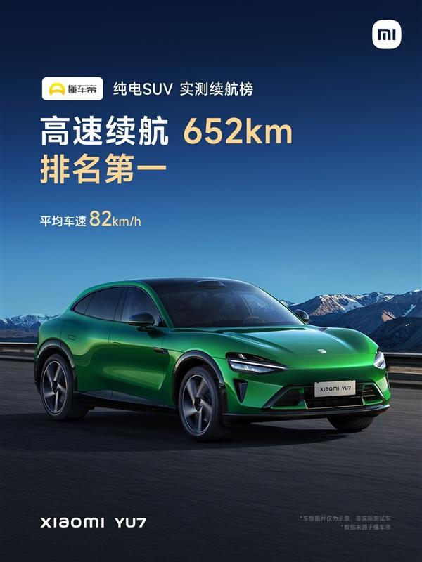 小米YU7三大垂媒续航实测均排第一 续航王者成就达成