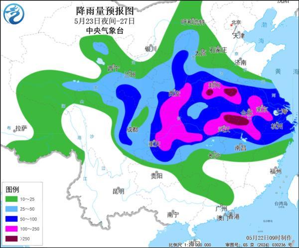 暴雨中心位于河南湖北安徽 局地日降雨量将破5月极值