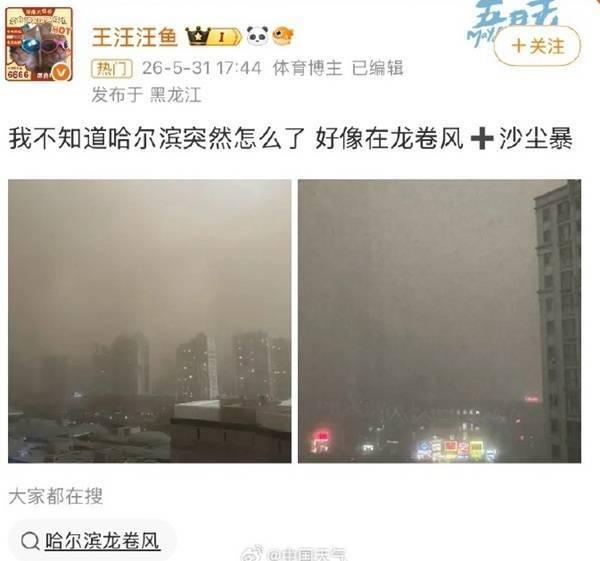 哈尔滨大风 局地阵风12级引发沙尘暴