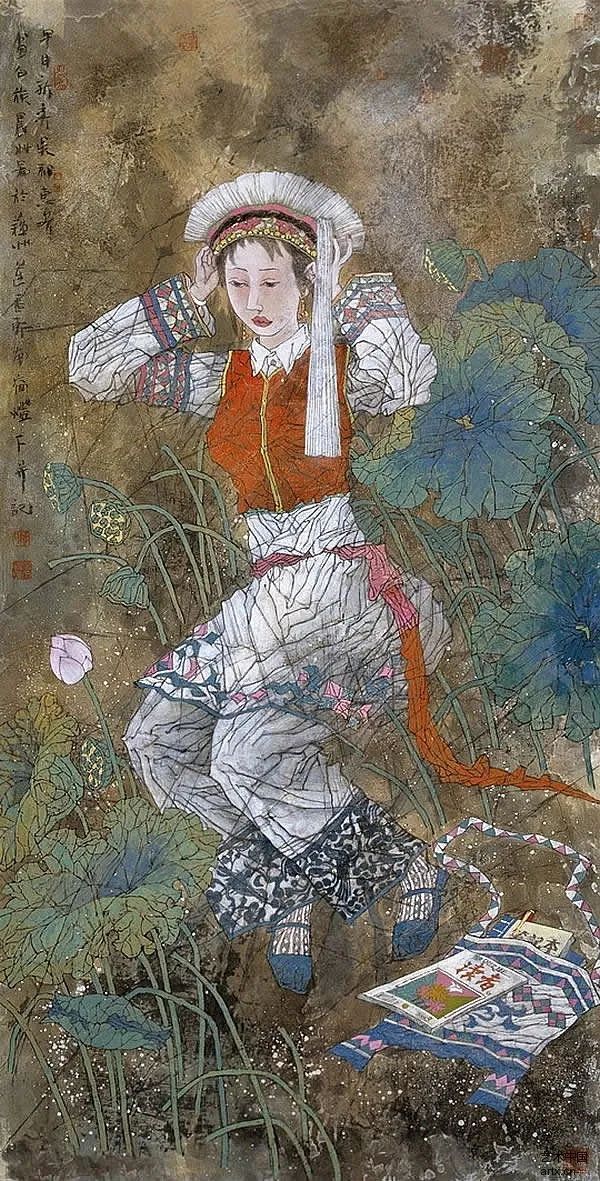 柔美多姿仪态万方著名画家徐惠泉以工笔重彩将东方女性的美跃然纸上