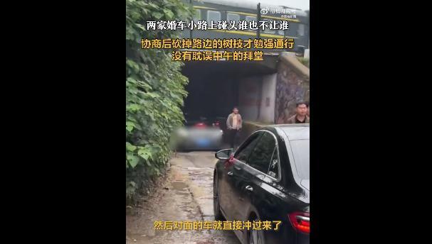 拍摄者回应两婚车碰头谁都不让谁 传统与变通的碰撞