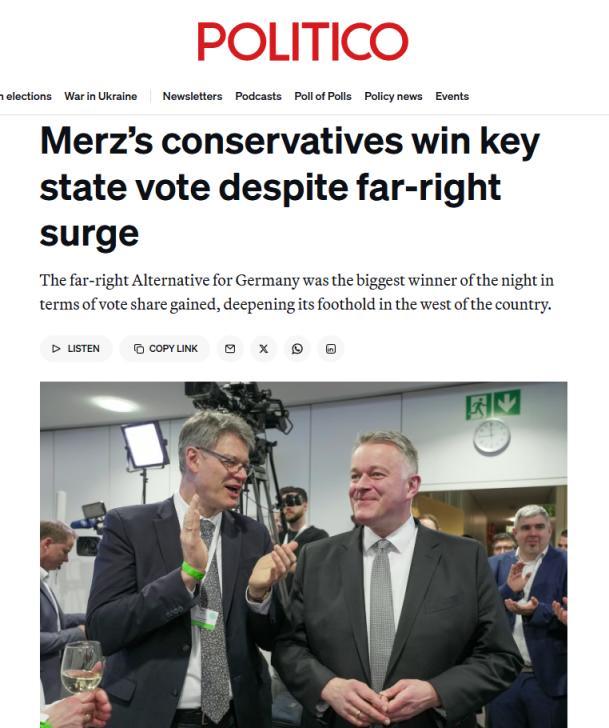 法德选举频现“右转”信号背后 极化趋势加剧