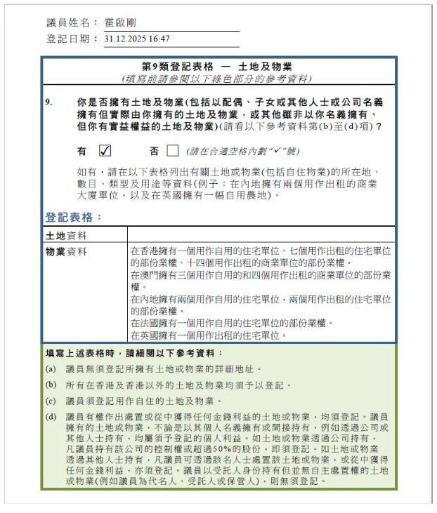 霍启刚首次主动公开个人财产 35个物业分布全球