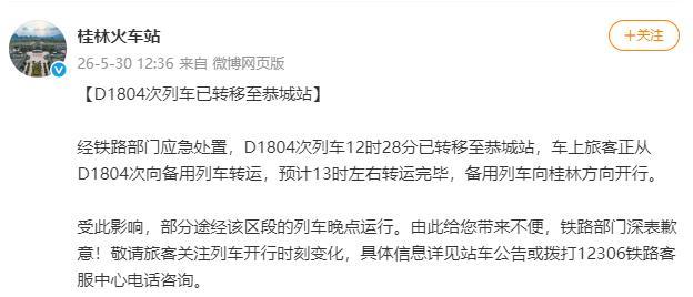 列车受电弓遭异物击打 火车站致歉 乘客被困隧道两小时