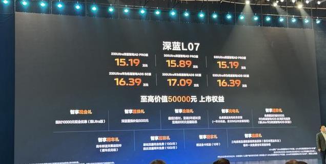 全系搭载高阶智驾系统，价格降低！深蓝 L07智驾版上市