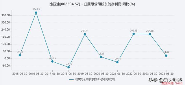 比亚迪收入增速大回落，半年净利141亿