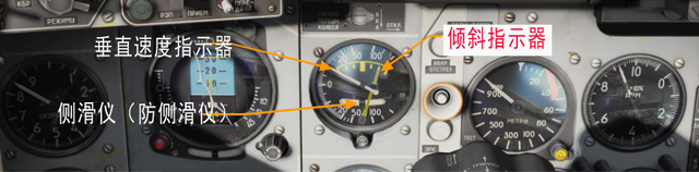 垂直速度指示器<br><br>垂直速度指示器测量飞机的垂直速度，即爬升或下降的速率。滑动指示器备份了ADI上的滑动指示功能与数据。倾斜指示器显示倾斜率。