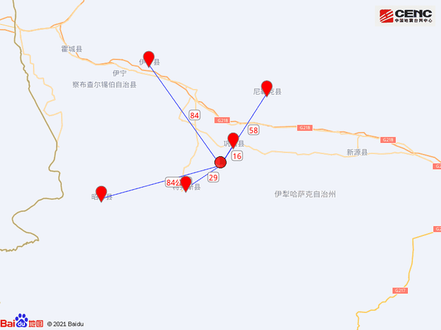 新疆伊犁州巩留县发生48级地震2