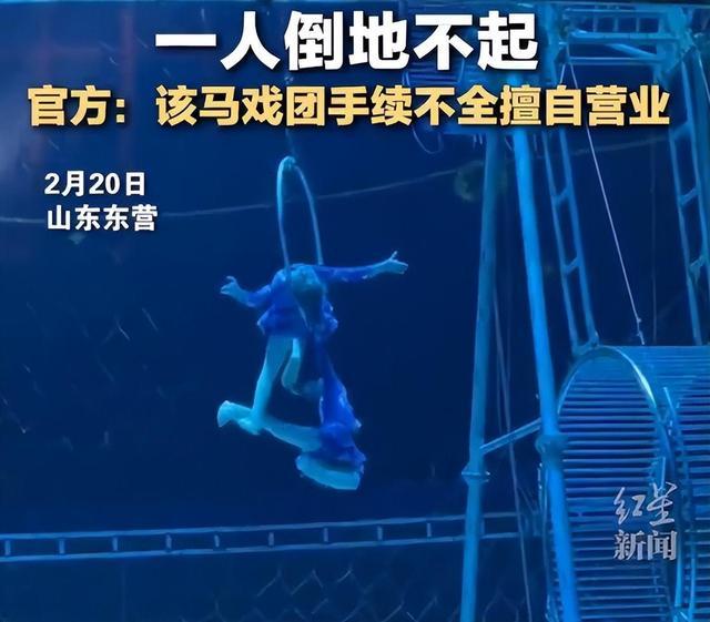 马戏团2名女孩高空跌落 距离地面两三米高视频很惊悚