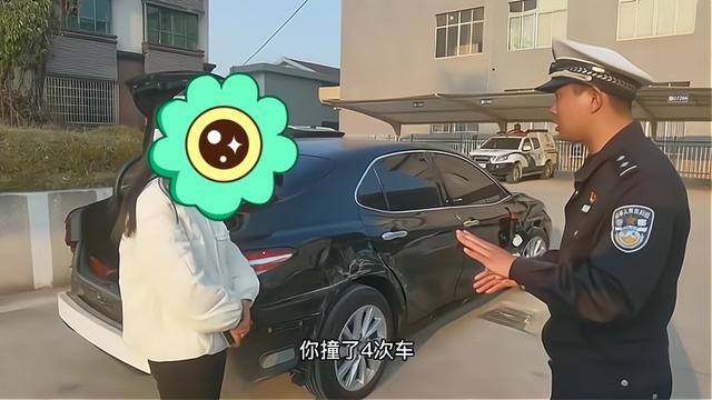 女子开车一百公里撞四次 交警发问下甩锅“路太窄”