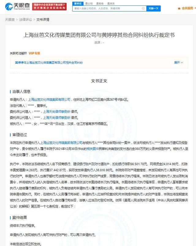 黄婷婷违约强执仅查出9万财产 网友：张颂文老师说过，95.5%都是普通人