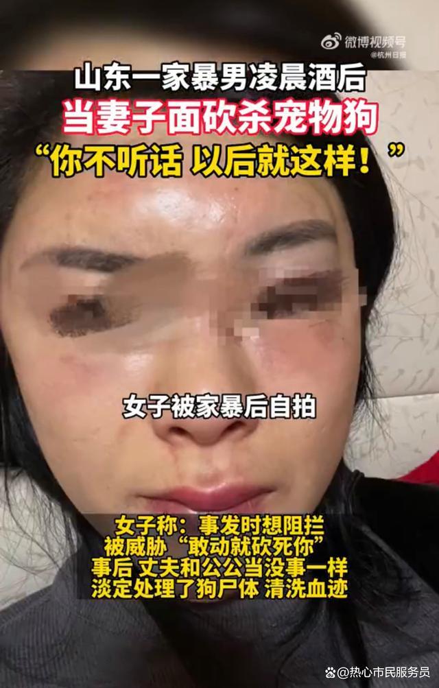 家暴男被指当妻子面砍杀宠物狗 举刀威胁别不听话