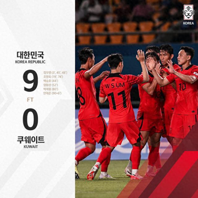 韩国选手拿金牌可免兵役！韩国男足亚运队9-0狂胜科威特