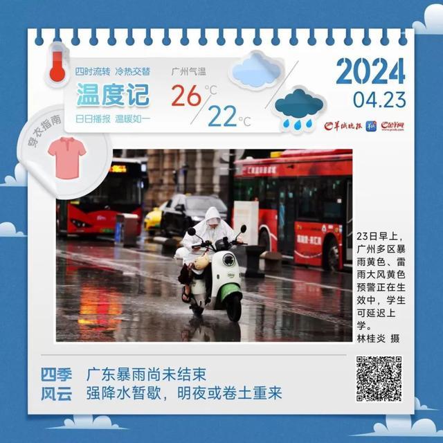 广州多区暴雨黄色预警 可延迟上学