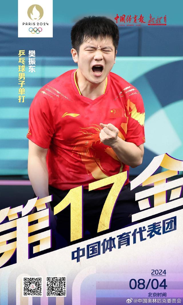 樊振东成世界乒坛第11位大满贯选手 巴黎奥运夺金