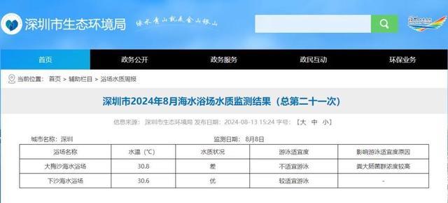 深圳大梅沙海水粪超标 官方回应 游客量大降雨多致水质波动