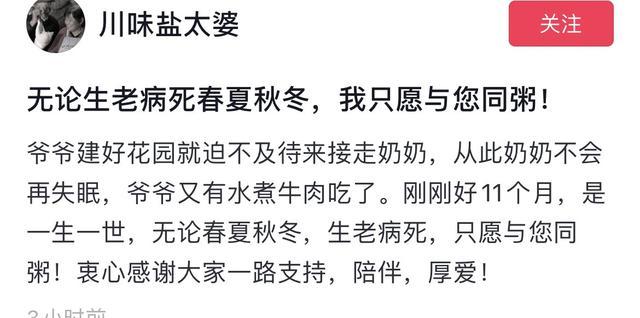 网红川味盐太婆去世 倒垃圾时不慎溺水，遗憾告别