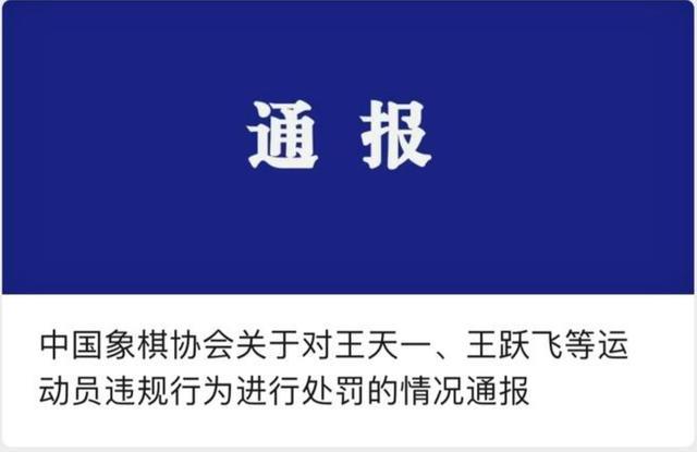 官方：王天一、王跃飞操纵比赛终身禁赛