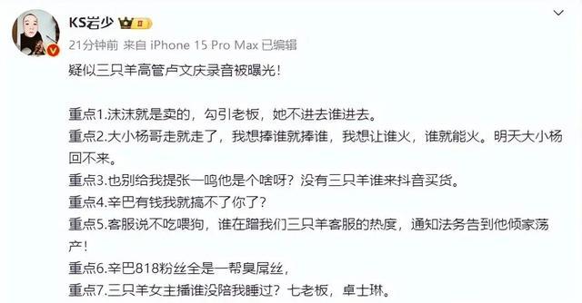 三只羊 录音门再起波澜 一波未平一波又起 真相何处寻？