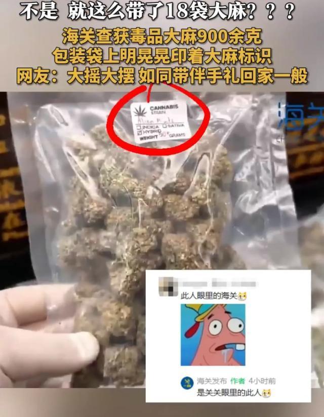 一旅客带18袋大麻入境