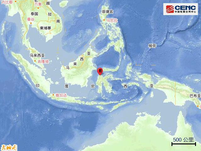 印尼苏拉威西岛发生6.7级地震 震源深度20公里