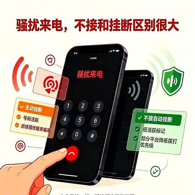骚扰来电不接和挂断区别很大