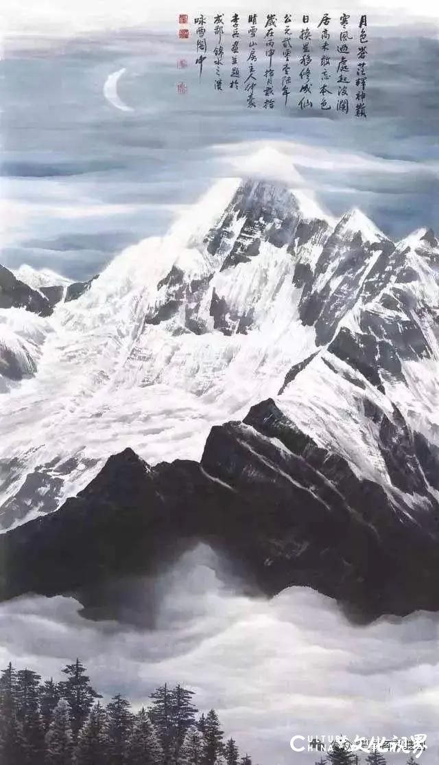 李兵·水墨高原雪山画 | 皴如铜铸铁打，雪似圣光天成